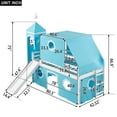 thumbnail image 3 of Aukfa Castle Low Loft Bed with Slide - Twin Bed Frame with Blue Tent and Tower for Kids - Blue, 3 of 8
