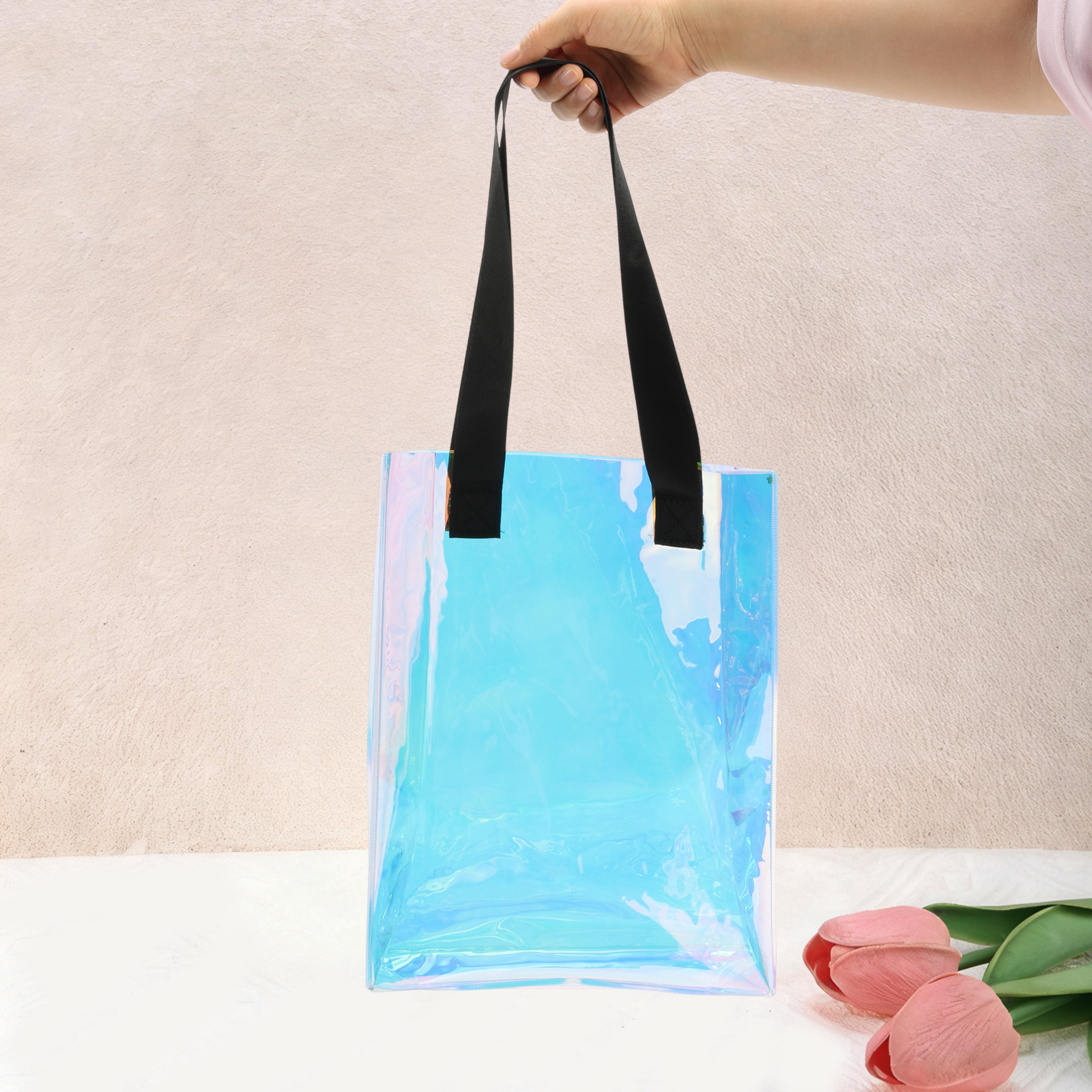 Unique Bargains Multicolor Ribbon Handle Gift Bag 1Pc Multicolor 11.81"x3.94"x13.39"