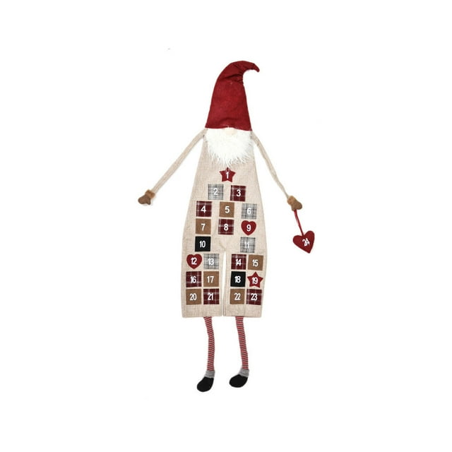 Calendario de Adviento, colgante de Navidad, cuenta atrás, pared, puerta larga de felpa, decoración de árbol de Navidad con pata para regalo Kits de decoración para fiestas Sombrero rojo NO1 Wosthever HA070302-02
