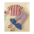 thumbnail image 3 of Bagilaanoe 2Pcs Infant Baby Girls 4th of July Outfits Independence Day USA American Flag Clothes Sets T-shirtFlared Pants, 3 of 8