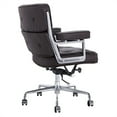 thumbnail image 6 of Luxurious Genuine Leather Swivel Office Chair, Mid Back Executive Desk Chair with Upholstered Armrest and 5 Wheels, Ergonomic Rolling Leather Computer Chair with Lumbar Support for Home Office, 6 of 9
