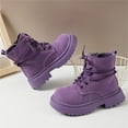 thumbnail image 6 of Krdevn Girls Suede Ankle Boots with Side Zipper and Lace Up Design for Autumn and Winter Casual Wear Comfortable Sole,Toddler Girl Shoes,Boys Shoes,Size:5.5-6 Years, 6 of 7