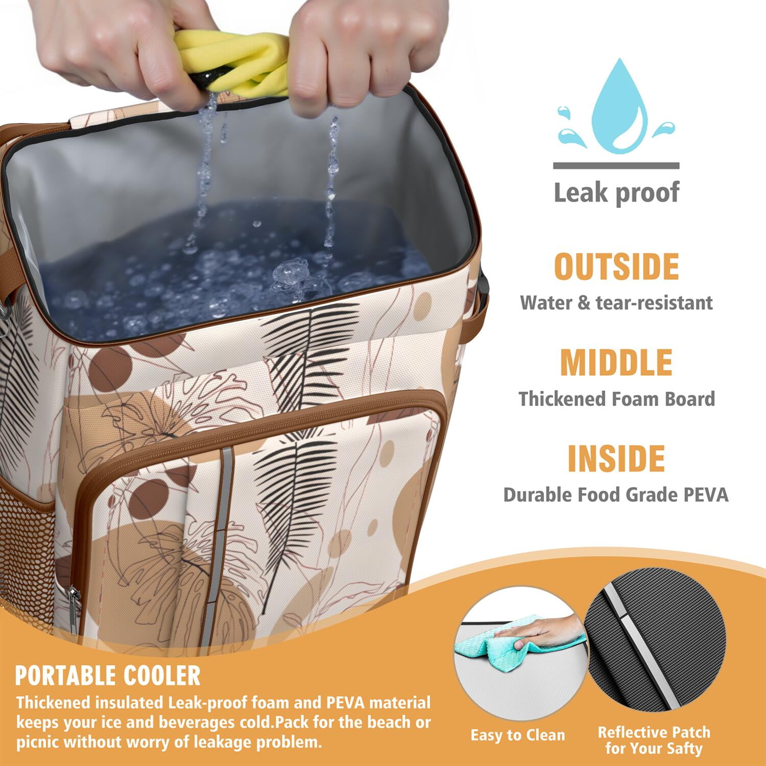 Travel Cooler Bag - Boho Bohemian Art Camping Beer Cooler Backpack with Bottle Opener- Waterproof Insulated Picnic Backpacks - Cooler Bag for Beach