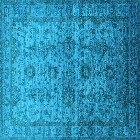 Ahgly Company Indoor Square Oriental Light Blue Industrial Area Rugs, 3' Square