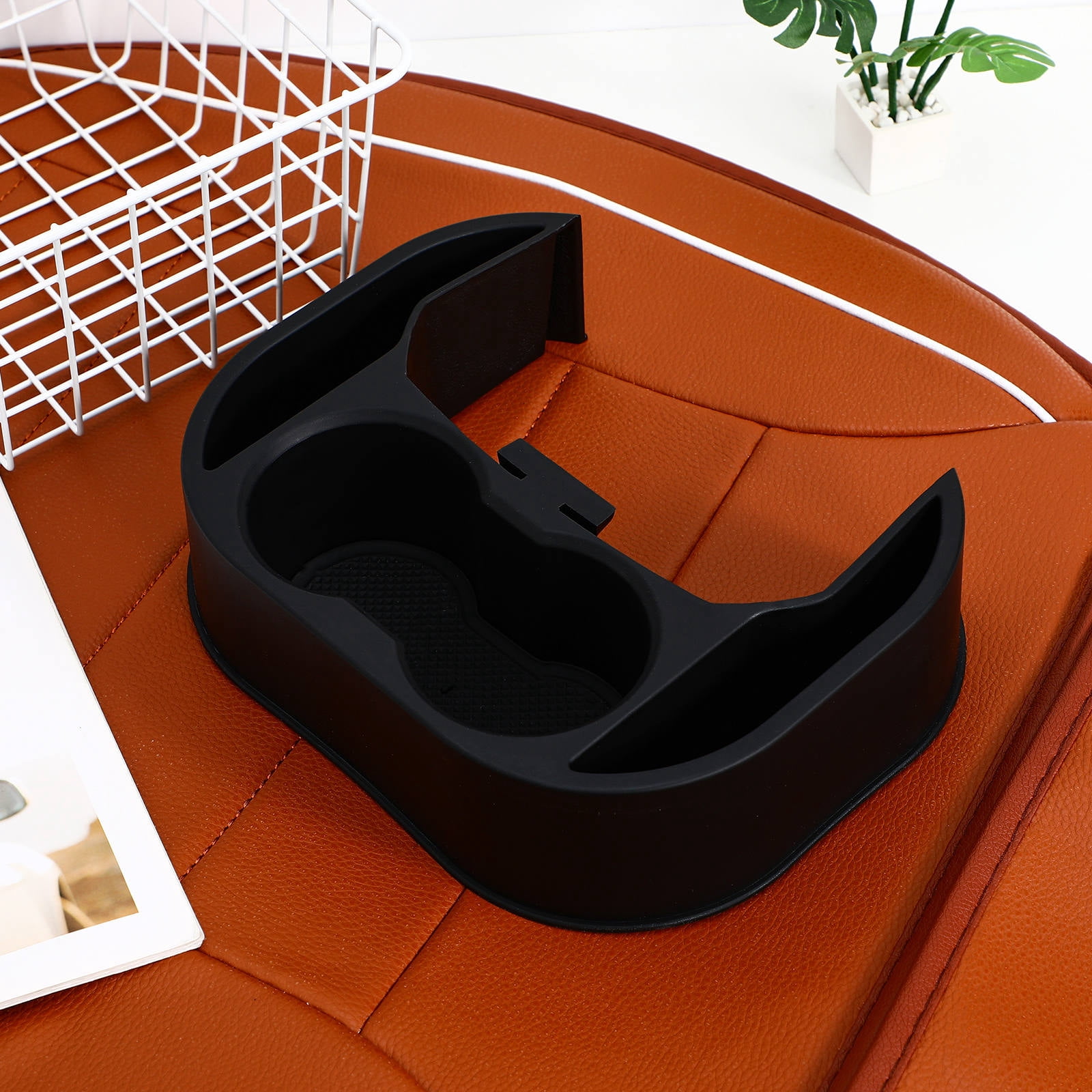 LULULION Car Cup Holder Backseat Black Plastic Large Capacity Storage Organizer for Car Interior