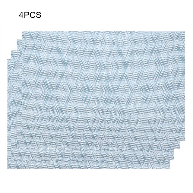 Tapetes rectangulares para mesa de comedor, manteles individuales de PVC, decoración de cocina y comedor, 4 Uds. (azul)