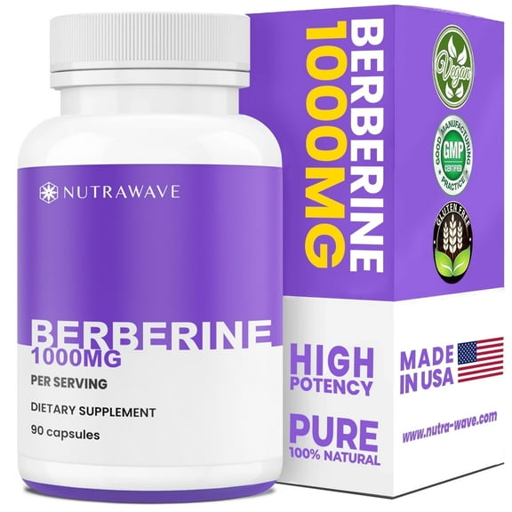 Nutra Wave Berberine 1000mg, Blood Sugar & Metabolism Support, 90 Vegan Capsules