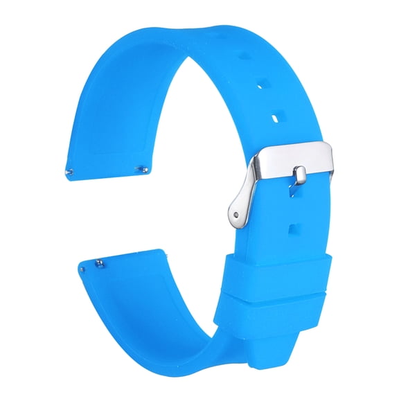Uxcell Silicone Watch Band 22mm Quick Release Flexible Soft Rubber Watch Strap with Stainless Steel Silver Clasp Replacement Wristband for Men Women, Light Blue