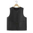 thumbnail image 2 of Ailaofu Womens’Knit Sweater Vest V Neck Sleeveless Cardigan Button Down Sweater Pocket Outwear Tops, 2 of 6