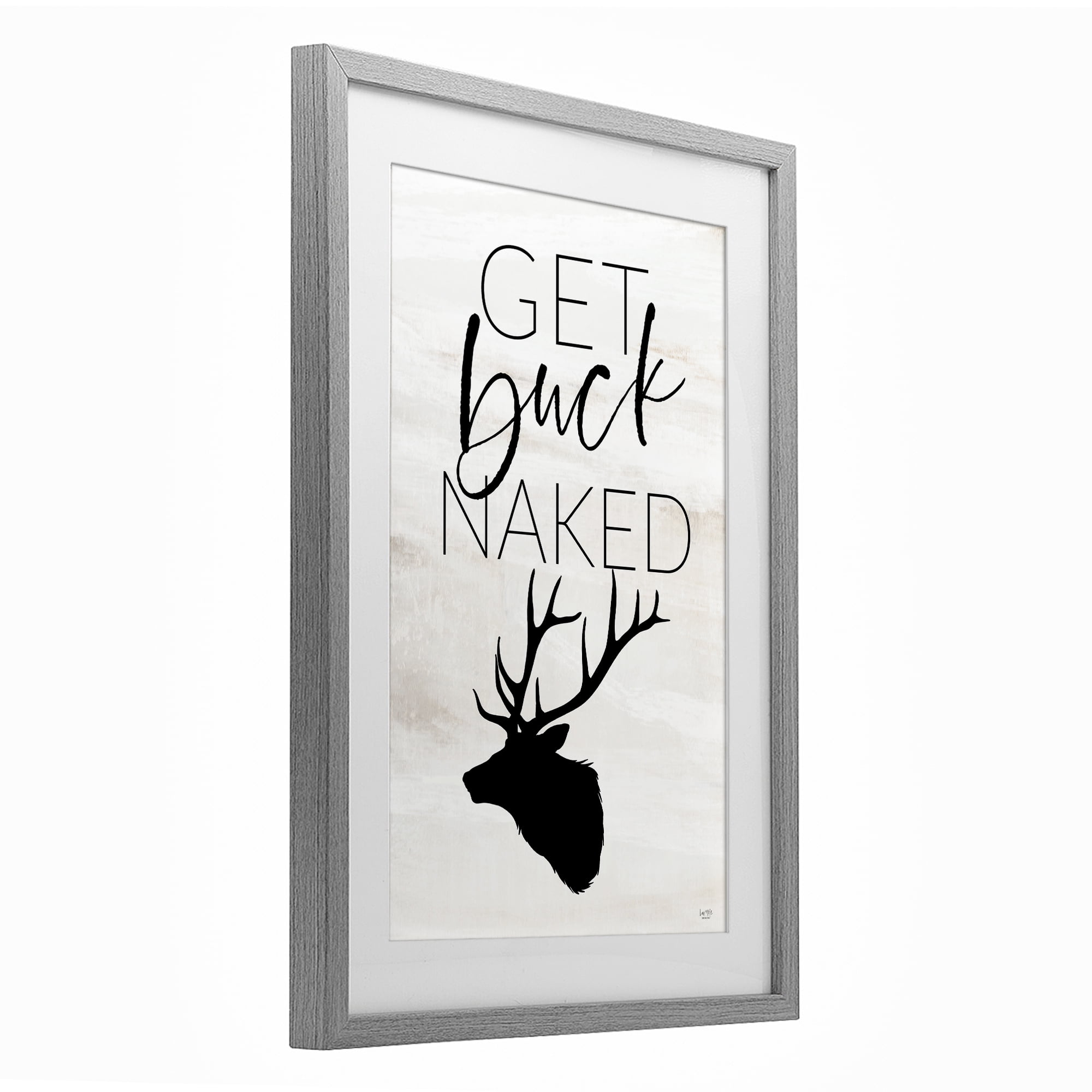 Stupell Industries Get Buck Naked Gray Framed Print Under Glass, design by Lux + Me Designs