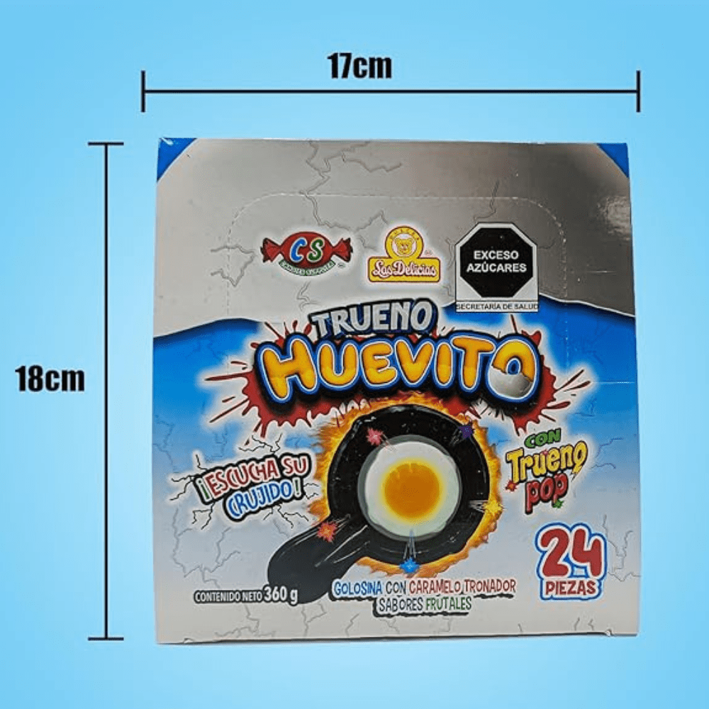 Las Delicias Trueno Huevito Egg-Shaped Gummy with Popping Candy 24pz