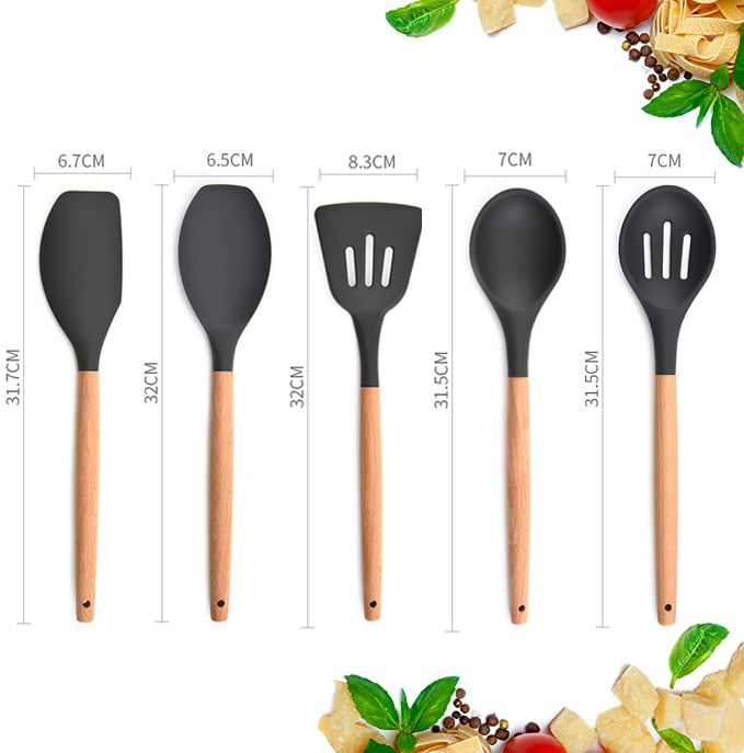 Country Kitchen Cooking Utensils Set - 38 pcs Non-stick Silicone Spatula  Set with Holder, Wooden Han…See more Country Kitchen Cooking Utensils Set 