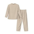 thumbnail image 2 of Kll Brown Gingham Sleepwear Mens Flannel Pajamas,Long Cotton Pj Set, 2 of 9