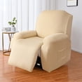 thumbnail image 2 of Skearow High Stretch Sofa Covers Recliner Armchair Cover Elastic Slipcover Plain Solid Color Couch Cover Furniture Protector  Beige 1 Seat, 2 of 8