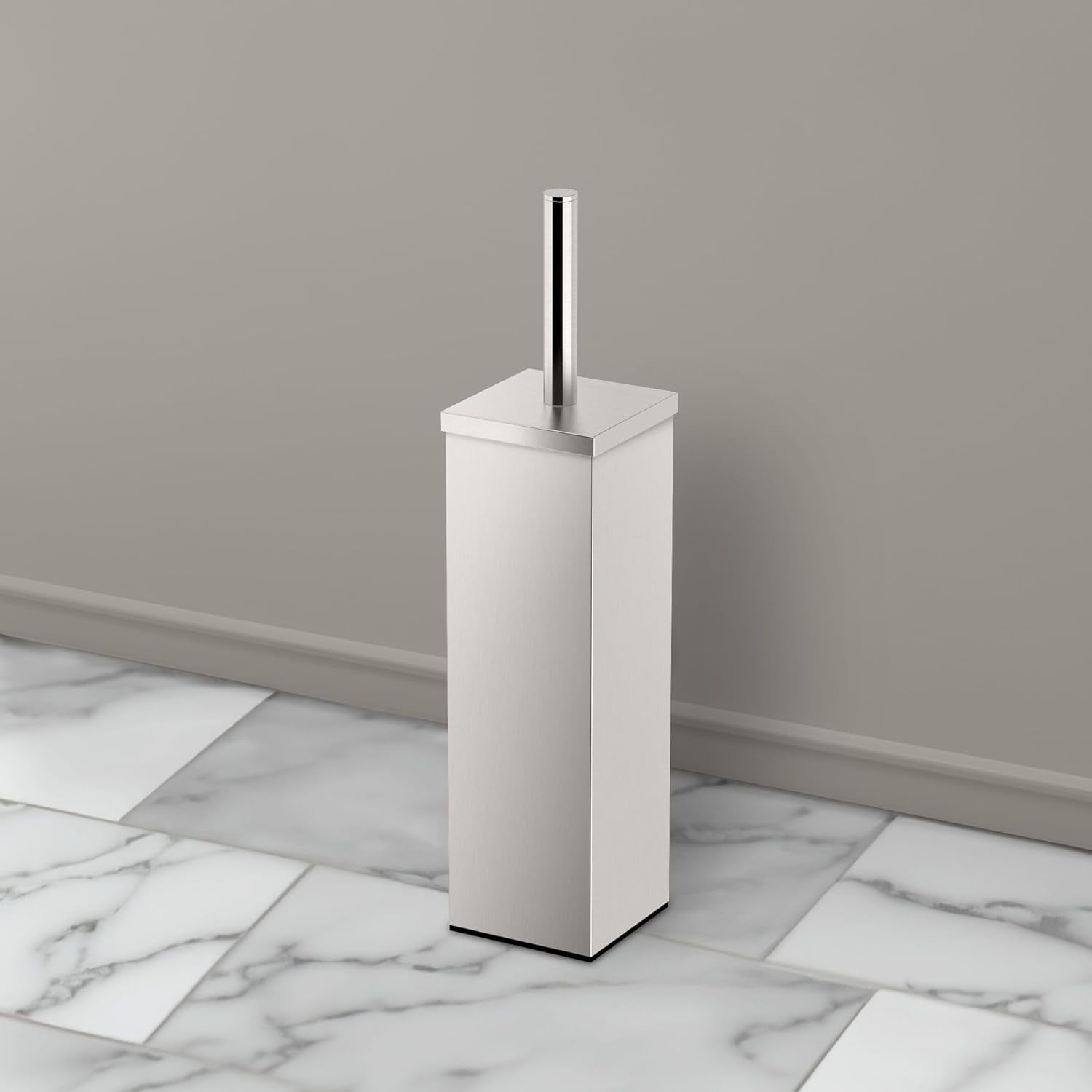 Gatco 1489 Elegant Square Toilet Brush Holder, Satin Nickel