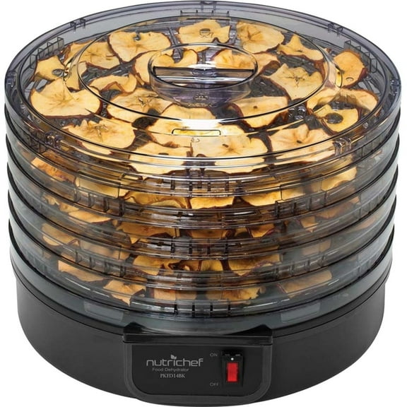 NutriChef Electric Countertop Food Dehydrator - Professional Multi-Tier Food Preserver - Black