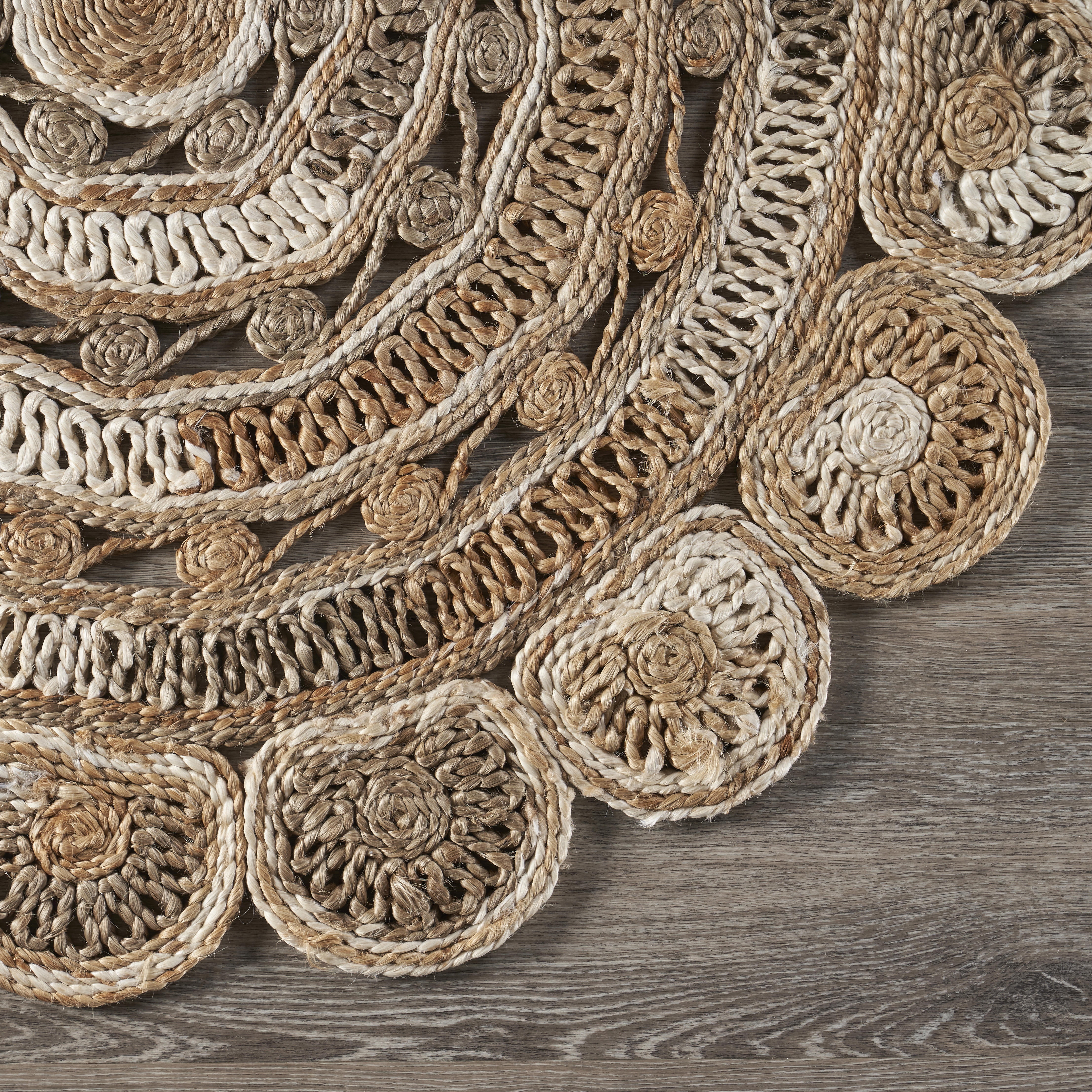Harlow Hill Cora 7'6" Round Brown/Off White Geometric Hand Braided Reversible Jute Indoor Area Rug