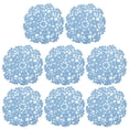 thumbnail image 1 of Posavasos de tela, paquete de 8, doilies de ganchillo de algodón de 4", tapete de taza con bordado de encaje y patrón floral (azul claro), 1 of 5