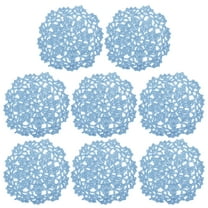 Fabric Coasters, 8pack 4" Cotton Woven Crochet Doilies, Lace Embroidery Cup Mat with Floral Pattern (Light Blue)