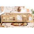 thumbnail image 4 of Bellemave Queen Size Floor Bed with Storage Bookshelf, Wooden Montessori Floor Bed Frame with Safety Guardrail, Low Profile Queen Bed with Fence, Queen Size Floor Bed with Headboard, Light Natural, 4 of 12