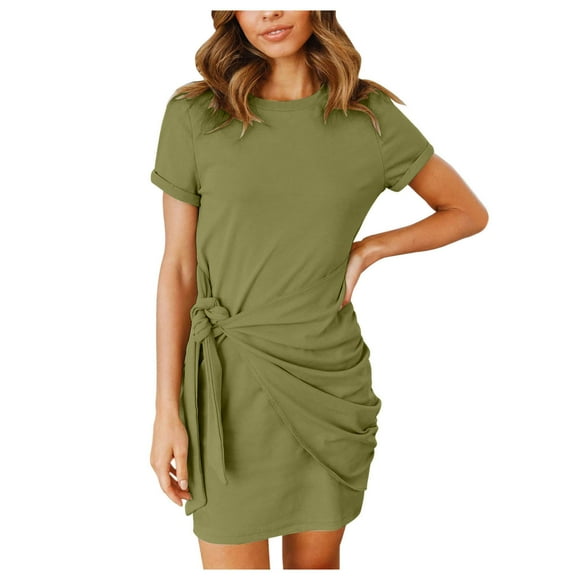 Cathalem Women's Spring Summer 2024 Midi Dress 2024 Casual Flowy Beach Square Neck Puff Short Sleeve Smocked Back Boho Long Maxi Dress,Green XXL