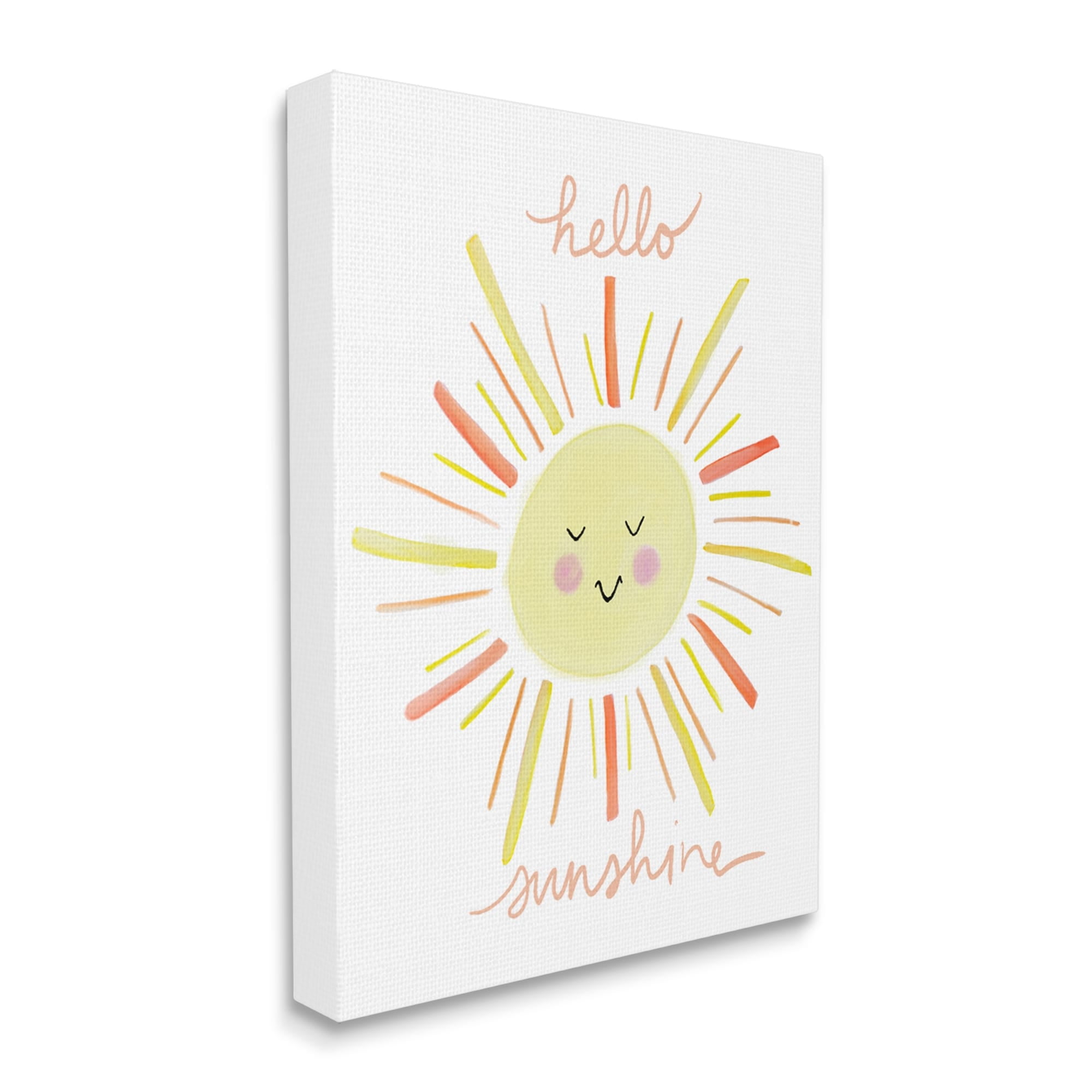 Stupell Industries Hello Sunshine Endearing Smiling Sun Rays Cursive Canvas Wall Art, 36 x 48, Design by Anna Whitham