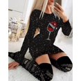 thumbnail image 1 of Vestido de Navidad con estampado de copa de vino para mujer, minivestido informal con purpurina, cuello redondo, manga larga, ajustado, Primavera, 2023, 1 of 3