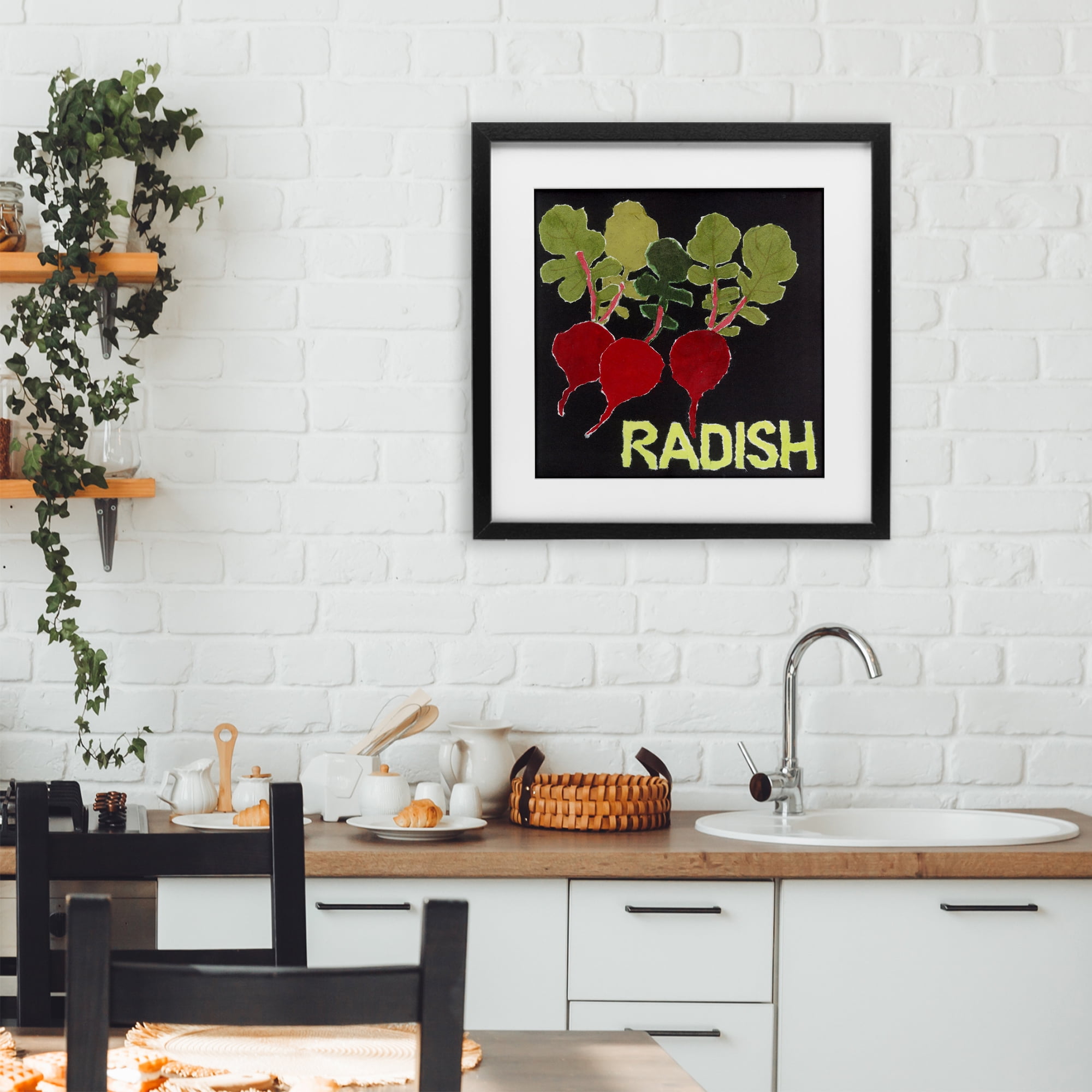 Stupell Industries Collaged Radish Vegetables Black Framed Print Under Glass, design by Nancy Overton