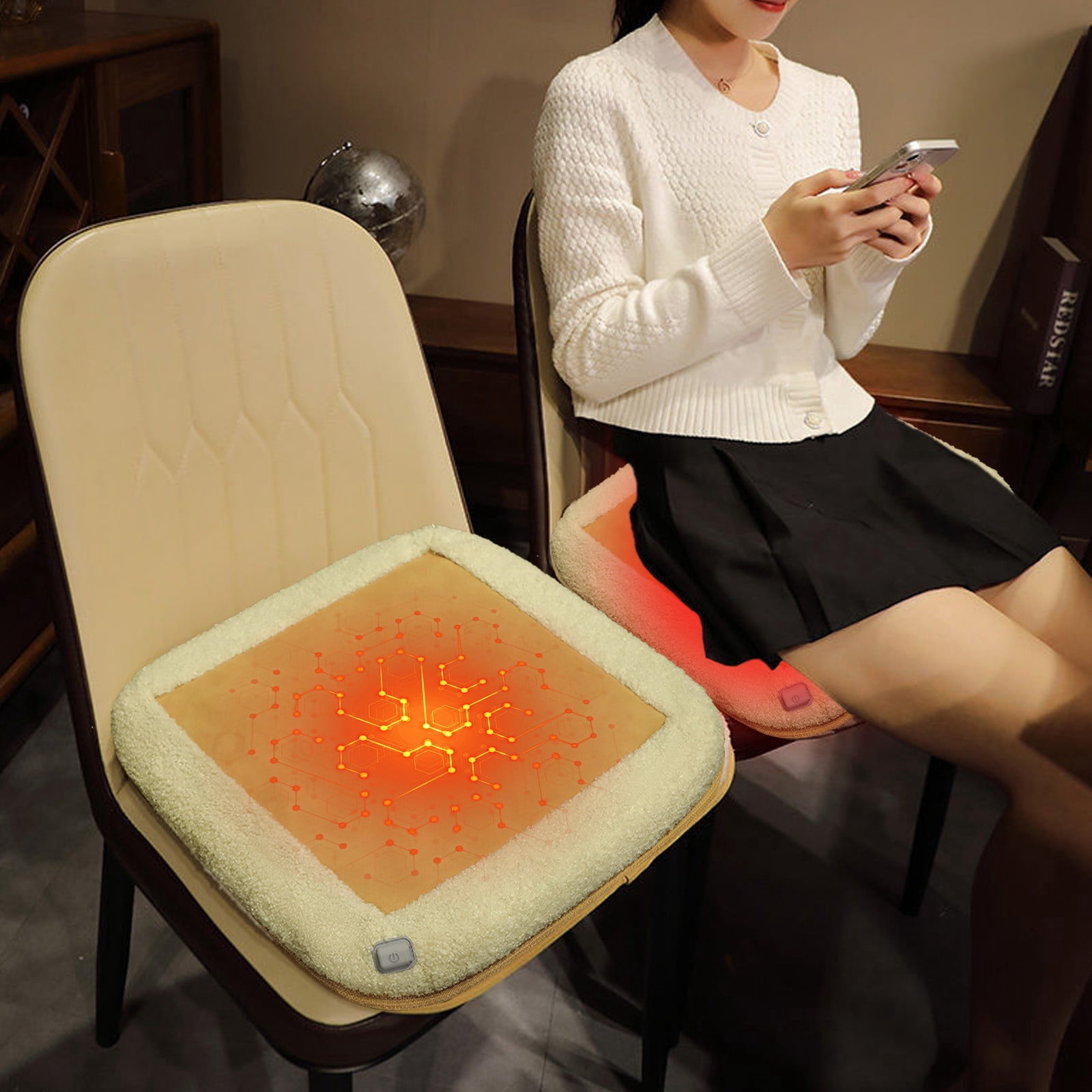 Bwiyojiz Kitchen & Dining Winter Heating Pad USB Powered Portable Heated Seat Cushion Washable Classroom Dormitory Household for Long Time Sitting, Gifts for Her