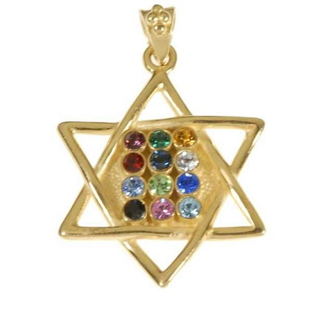 Necklace-Star Of David w/12 Tribes Breastplate (Gold Plated)-20 Chain