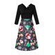 thumbnail image 1 of Vestido de verano para mujer, de manga larga, con cuello en V, estilo vintage, con estampado de empalme de Navidad, para fiestas Fridja  nbo3415, 1 of 4