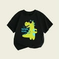 thumbnail image 2 of PEASKJP T-Shirts Graphiques pour Garçons Manches Courtes Col Rond T-Shirt avec Imprimé Poitrine Coton Doux, Noir 150, 2 of 5