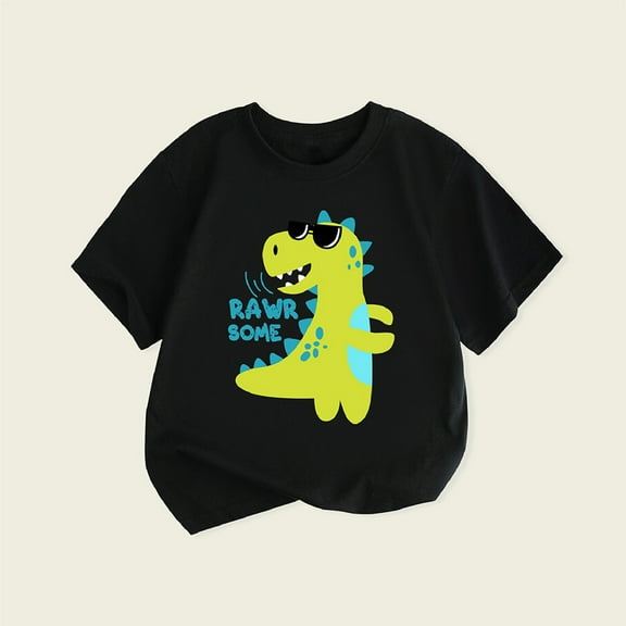 Dyfzdhu Summer Toddler Boys Girls Short Sleeve Cartoon Letter Prints T-shirt Tops