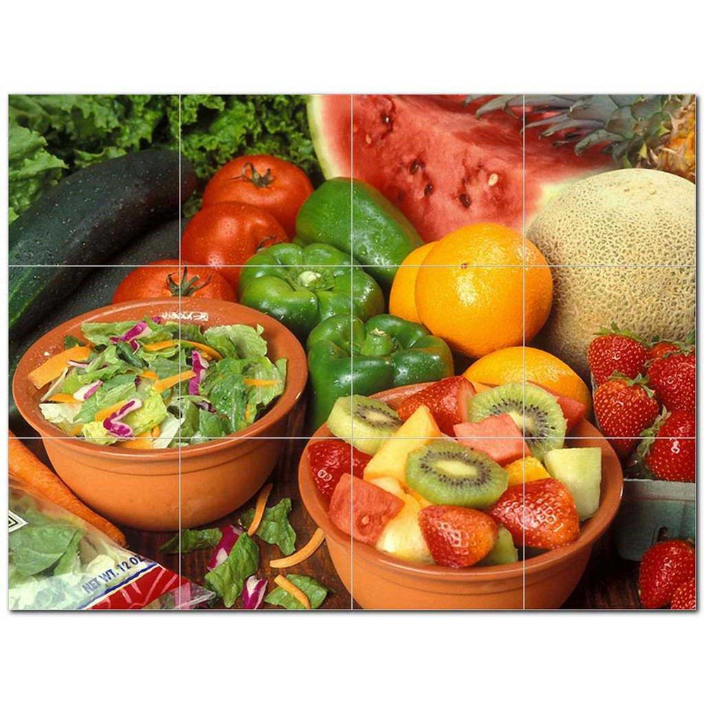 Fruits Vegetables Ceramic Tile Mural Kitchen Backsplash Bathroom Shower