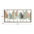 thumbnail image 4 of DecMode Brown Wood Cutout Leaf Wall Decor with Green and Black Metal Wire Accents, 4 of 14
