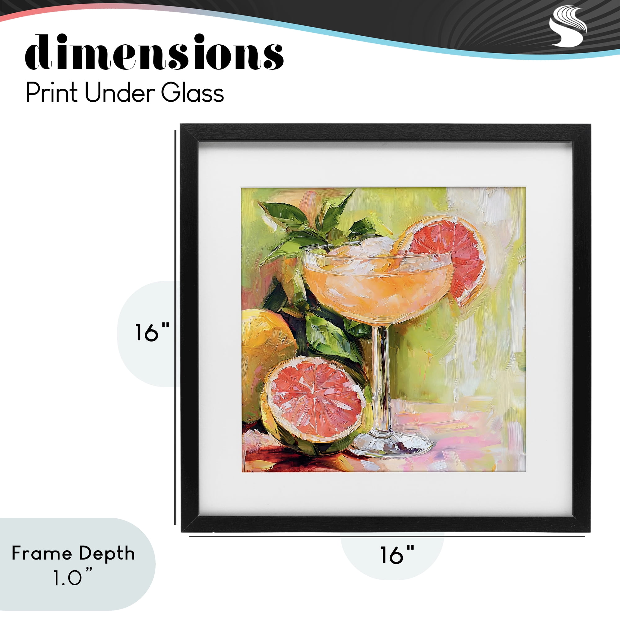 Stupell Industries Grapefruit Summer Cocktail Black Framed Print Under Glass, design by Riley B