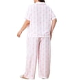 thumbnail image 5 of Agnes Orinda Women's Plus Size Button Down Pajama Set Cute Bow Striped Print Short Sleeve Top and Long Pants Sleepwear Soft 2 Piece Nightwear 1X Pink, 5 of 8