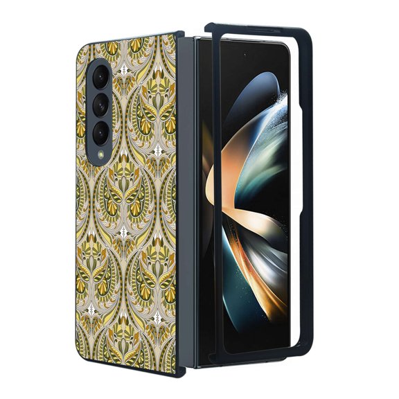 ANJ  Protective Snap-On Design Printed Case Compatible with Samsung Galaxy Z Fold 4 - Green Damask