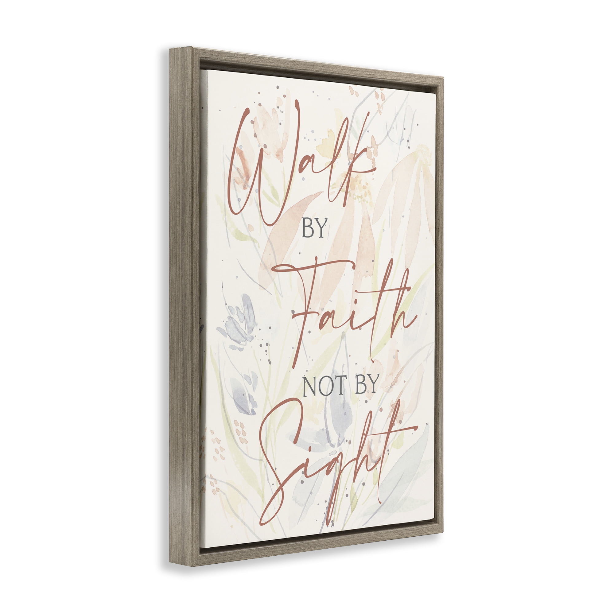 Stupell Industries Walk By Faith Phrase Religious Painting Brown Floater Framed Art Print Wall Art, 17 x 25