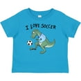 thumbnail image 3 of Inktastic I Love Soccer-Dinosaur in Blue Boys or Girls Baby T-Shirt, 3 of 5
