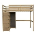 thumbnail image 5 of Harper & Bright Designs Full Size Loft Bed with Wardrobe and Desk, Wood Full High Loft Bed with Storage Drawers and Shelves for Dorm Apartment Bedroom, Walnut, 5 of 15