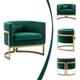 thumbnail image 3 of Andeworld Modern Upholstered Velvet Accent Chair Wide Arm Chair for Living Room Bedroom Leisure Chair Barrel Chair Green with Gold Legs, 3 of 6