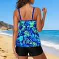 thumbnail image 6 of Tankini Swimsuits for Women Built-in Bra Two Piece Tummy Control Bathing Suits with Boyshorts Tropical Leaf Print Athletic Tankini Sets Modest Beachwear, 6 of 7