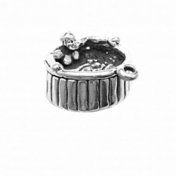 Sterling Silver 24" .8mm Box Chain 3D Round Outdoor Hot Tub Spa Pendant Necklace