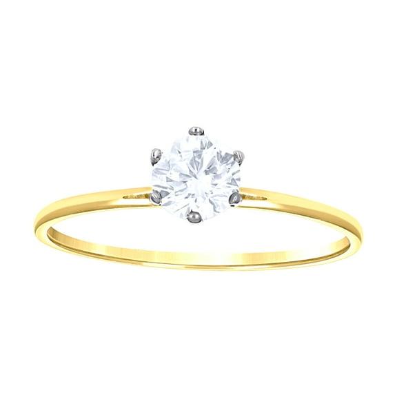 14k 14kt Two-Tone Gold Womens Cubic Zirconia Polished Finish Engagement Ring