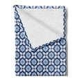 thumbnail image 2 of Moroccan Soft Flannel Fleece Throw Blanket, Azulejo Tile Pattern Diagonal Ceramic Pattern Star Design Ornament, Cozy Plush for Indoor and Outdoor Use, 50" x 60", Dark Blue White, by Ambesonne, 2 of 5