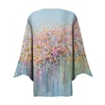 thumbnail image 5 of Pompotops Women's Floral Print Puff Sleeve Cardigan Loose Cover Up Blouse Tops 3/4 Sleeve Ruffle Open Front Button Cardigan Clearance, 5 of 5