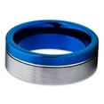 thumbnail image 2 of Gray Tungsten Wedding Band Blue Tungsten Ring Tungsten Carbide Ring 8mm Tungsten Comfort Fit, 2 of 3