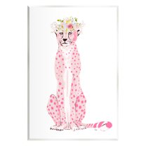 Stupell Pink Leopard Floral Garland Animals & Insects Painting Wall Plaque Unframed Art Print Wall Art