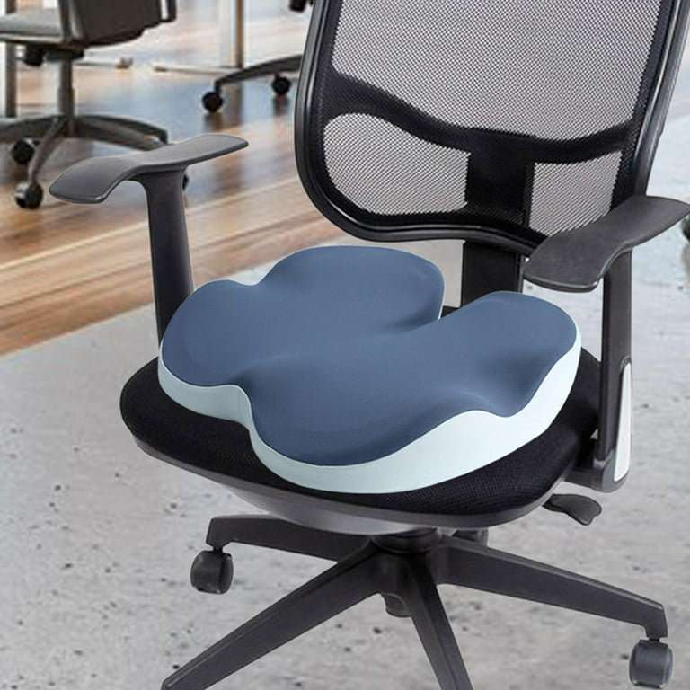 Seat Cushion Office Chair Cushions Detachable Cover Washable Anti Slip with  Zipper Memory Foam Pillow Seat Pad for Home Office Driving Dark Blue